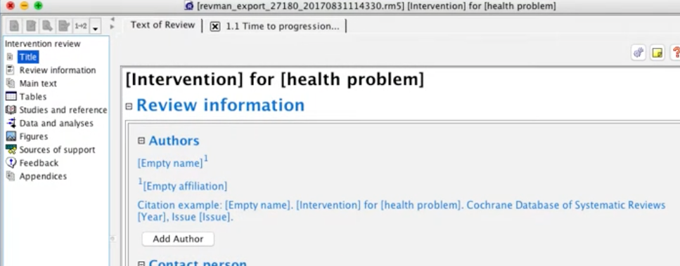 Creating data extraction for Revman